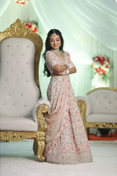 Rajasthani bride with a borla and glam eye makeup