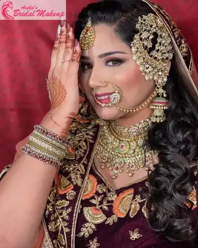 Muslim bridal makeup with kohl-lined eyes and a nude lip